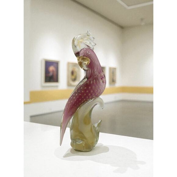 Murano Glass Pink Parrot Signed Sandro Frattin #21/500 11" Tall 1960s Italy - Picture 1 of 9